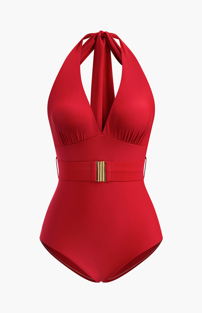 Kemer Detay Boyundan Bağlamalı Mayo