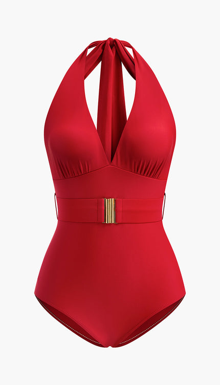 Halter Yaka İpli Tek Parça Mayo