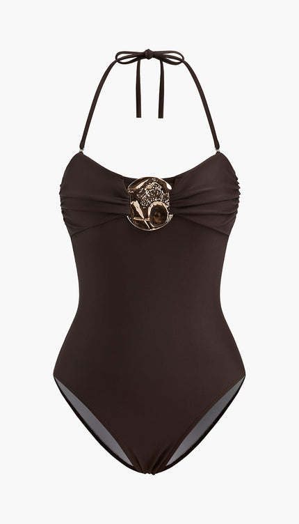 Şık Metal Detaylı Tek Parça Mayo