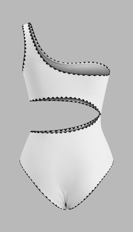 Şık Tek Omuz CutOut Biye Detay Mayo