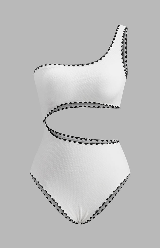 Şık Tek Omuz CutOut Biye Detay Mayo