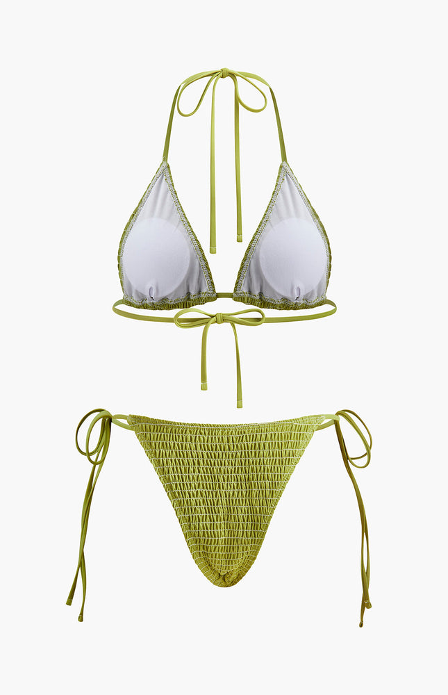 Bağcıklı Dokulu Üçgen Bikini