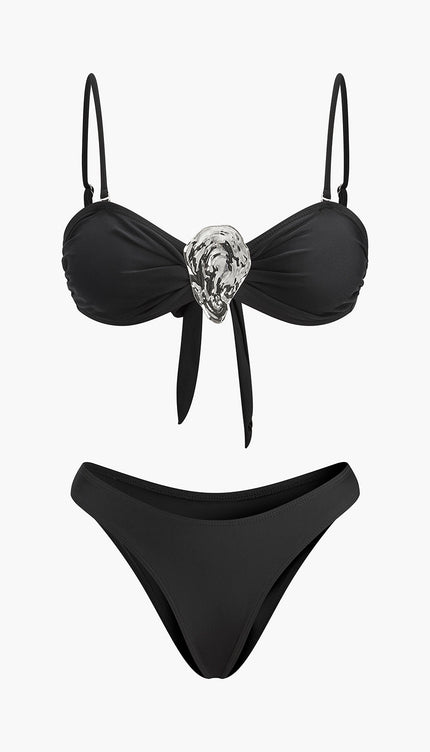 Metal Detaylı Bağlama Bikini Takımı