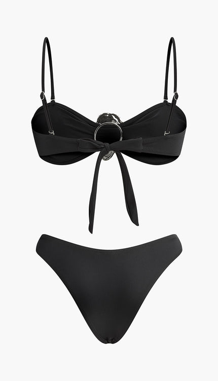 Metal Detaylı Bağlama Bikini Takımı