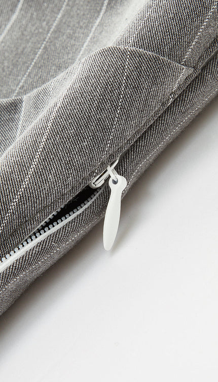 Modaya Uygun Renk Bloklu Asimetrik Çizgili Gömlek