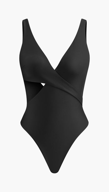 Şık V Yaka Çapraz Tek Parça Mayo