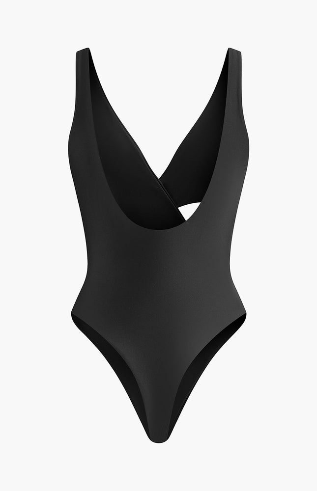 Şık V Yaka Çapraz Tek Parça Mayo