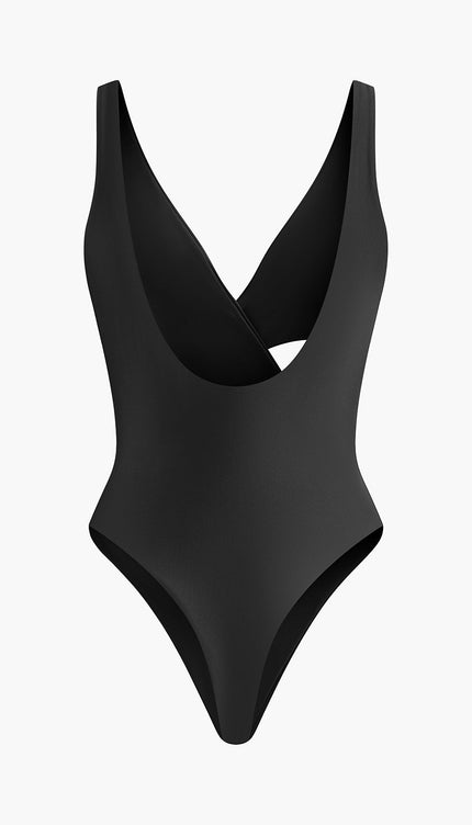 Şık V Yaka Çapraz Tek Parça Mayo