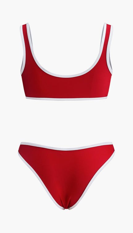 Şık Kontrast Dikişli Bikini Takımı