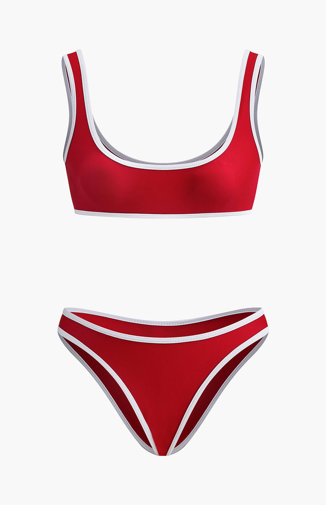 Şık Kontrast Dikişli Bikini Takımı