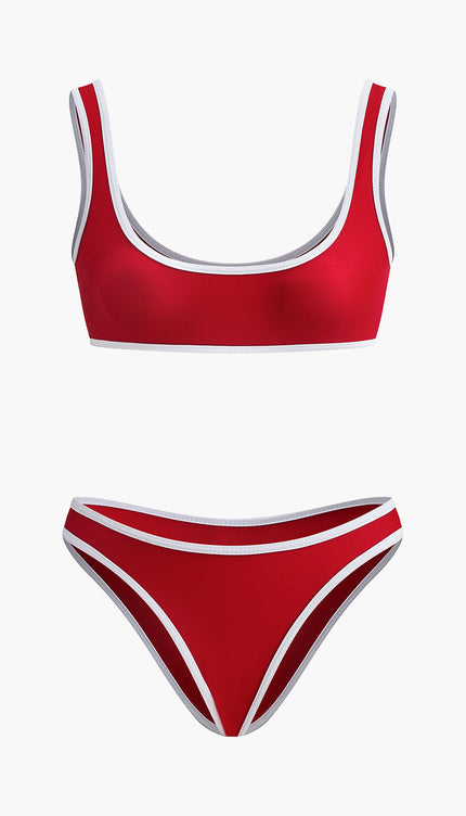 Şık Kontrast Dikişli Bikini Takımı