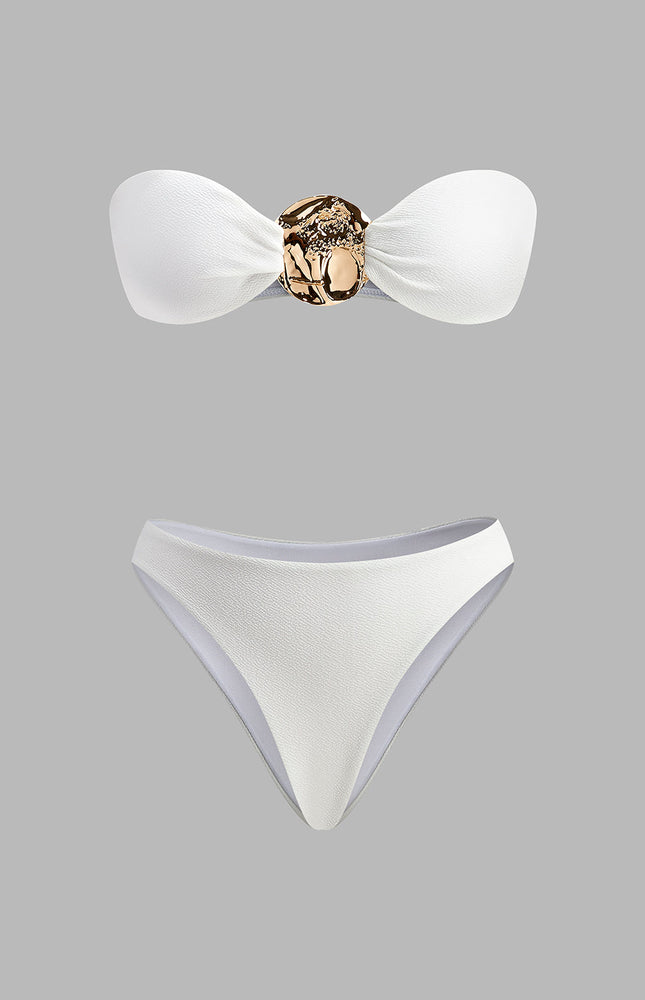 Etekli Altın Detaylı Bikini Takımı