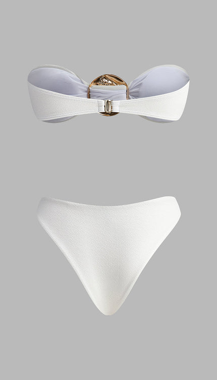 Etekli Altın Detaylı Bikini Takımı