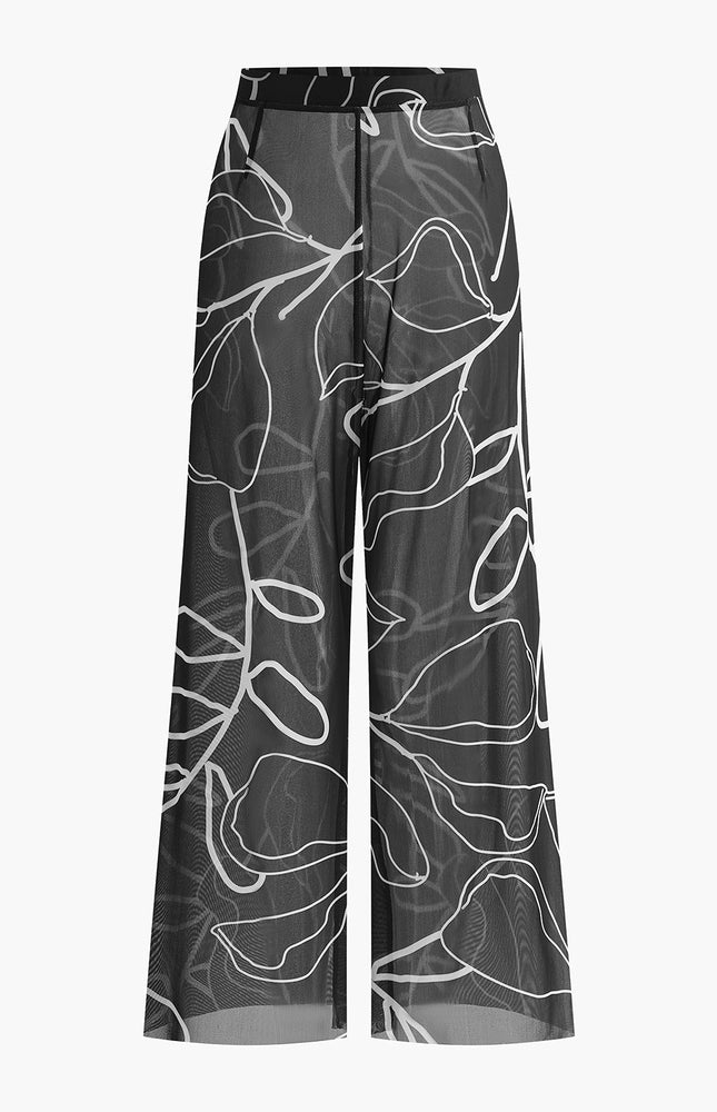 Şeffaf Baskılı Geniş Paça Ferace Pantolon