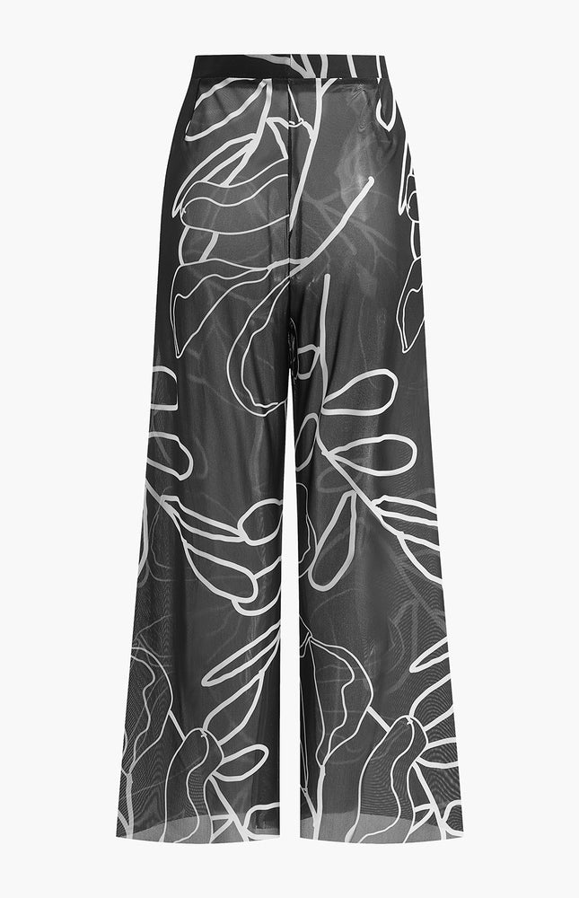 Şeffaf Baskılı Geniş Paça Ferace Pantolon