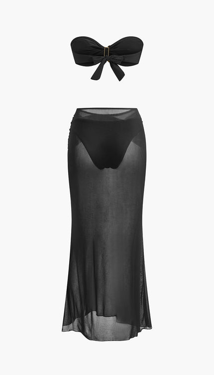 Deniz Yıldızı Detaylı Bandeau Bikini ve File Etek