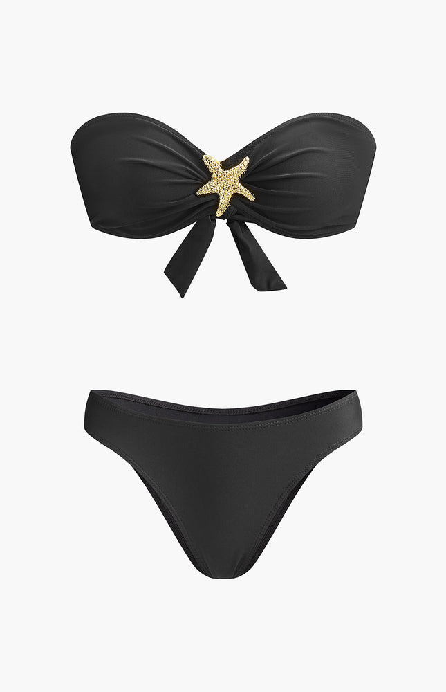 Deniz Yıldızı Detaylı Bandeau Bikini ve File Etek