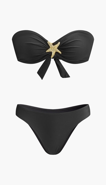 Deniz Yıldızı Detaylı Bandeau Bikini ve File Etek