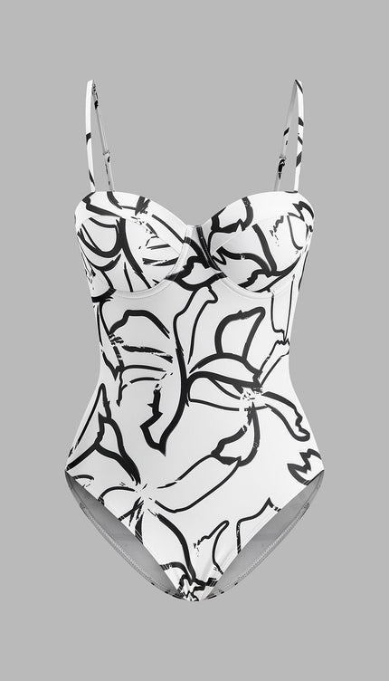 Askılı Desenli Mayo