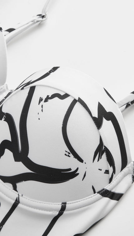 Askılı Desenli Mayo