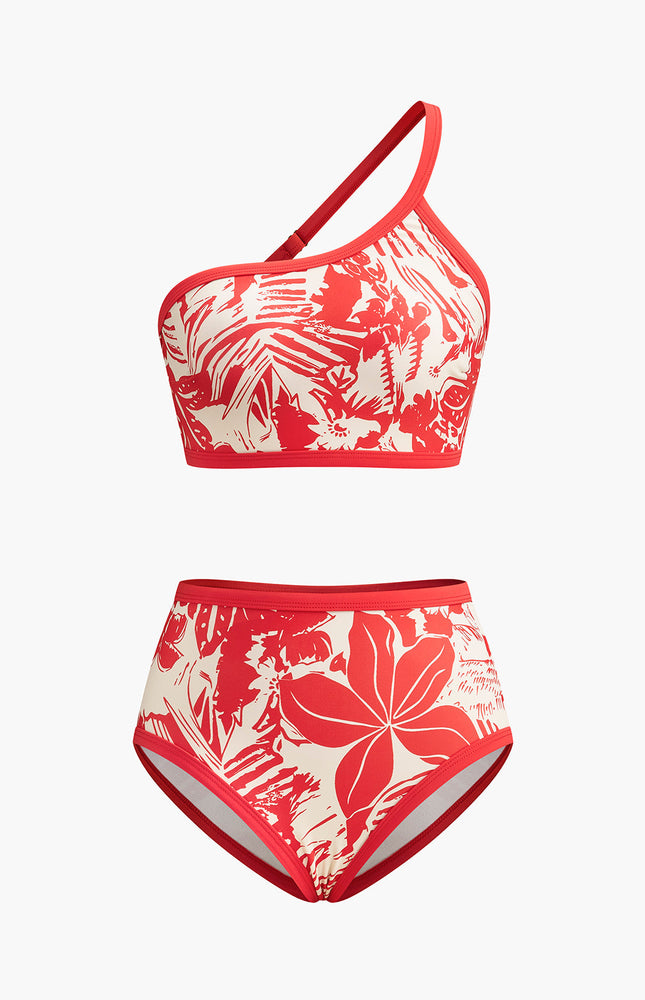 Tropikal Tek Omuzlu Bikini Takımı
