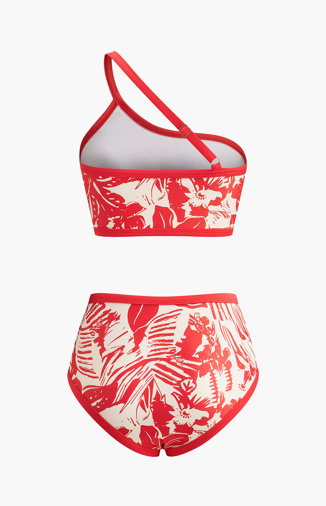Tropikal Tek Omuzlu Bikini Takımı