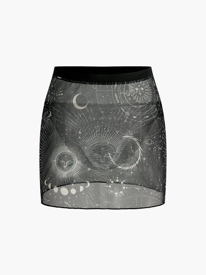 Astroloji Baskılı Etek