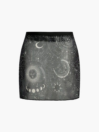 Astroloji Baskılı Etek