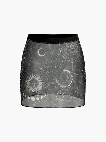 Astroloji Baskılı Etek