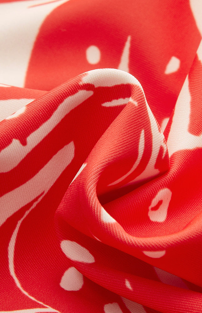 Tropikal Desenli Egzotik V-Yaka Tek Parça Mayo