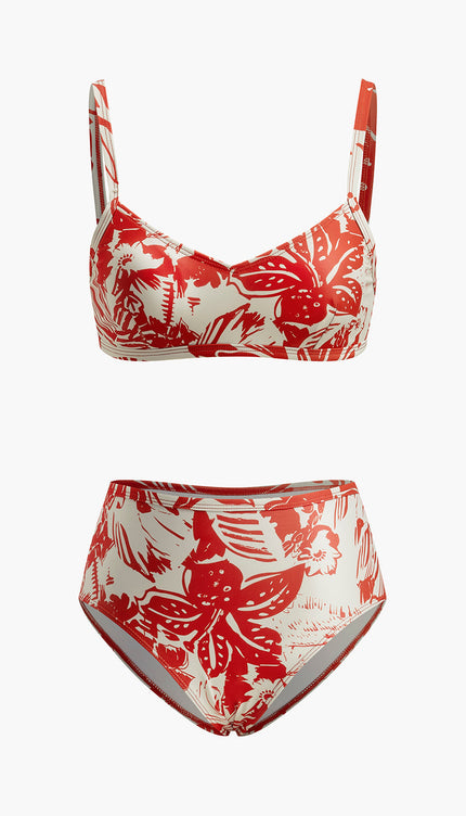 Tropikal Desenli Bikini Takımı