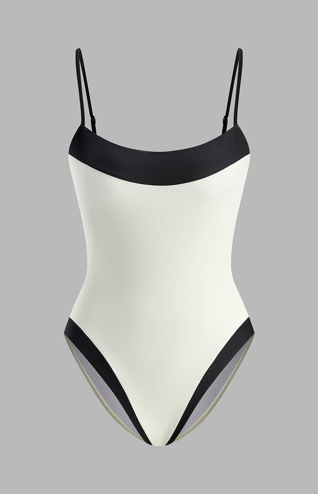 Kontrast Askılı Tek Parça Mayo