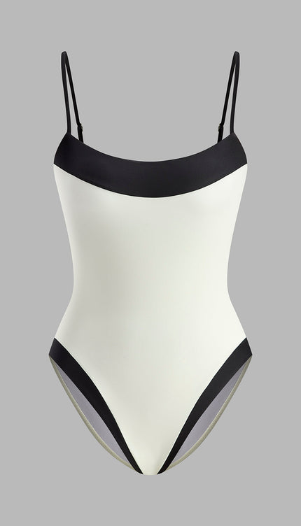 Kontrast Askılı Tek Parça Mayo