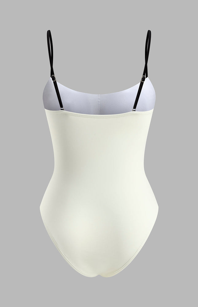 Kontrast Askılı Tek Parça Mayo