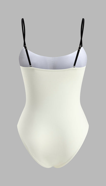 Kontrast Askılı Tek Parça Mayo