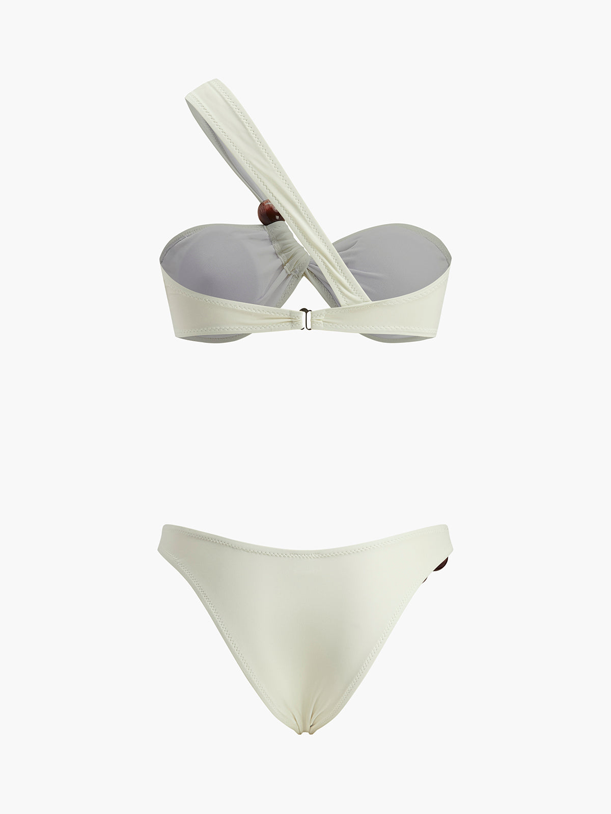 Şık Boncuk Detay Tek Omuzlu Bikini Takımı