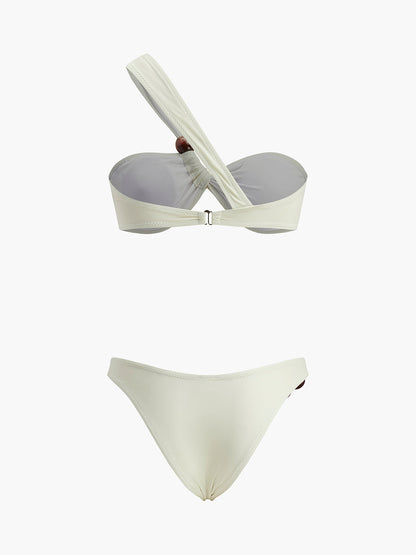 Şık Boncuk Detay Tek Omuzlu Bikini Takımı