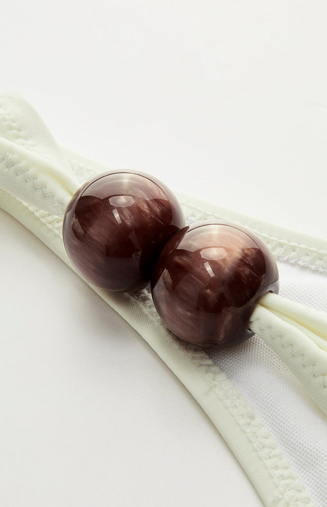 Şık Boncuk Detay Tek Omuzlu Bikini Takımı