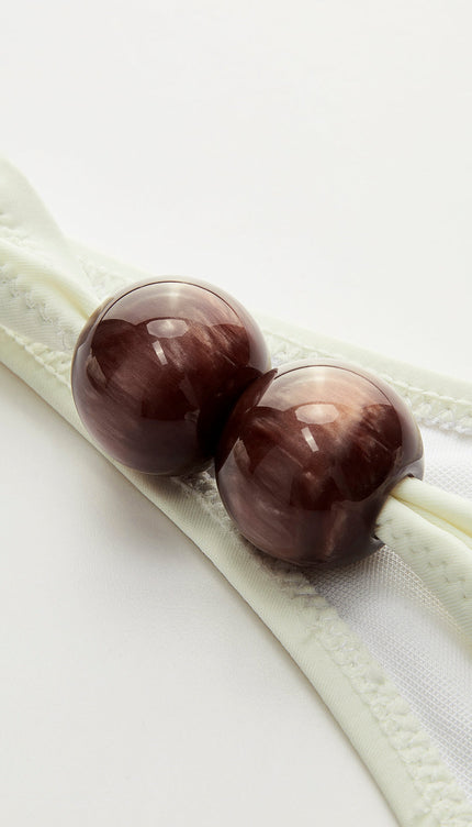 Şık Boncuk Detay Tek Omuzlu Bikini Takımı