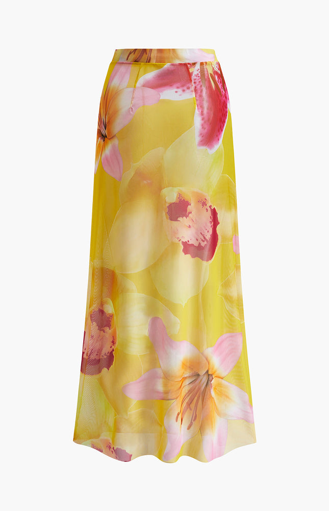 Şık File Çiçek Desenli Kapatıcı Etek