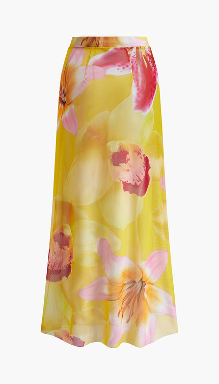 Şık File Çiçek Desenli Kapatıcı Etek