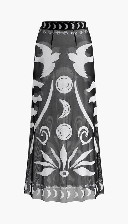 Şeffaf Baskılı File Plaj Etek