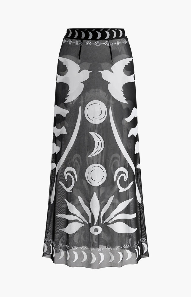 Şeffaf Baskılı File Plaj Etek