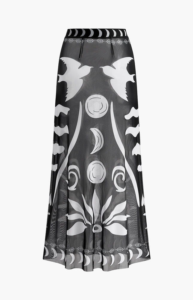 Şeffaf Baskılı File Plaj Etek