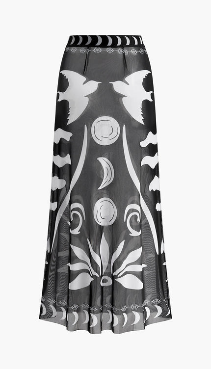 Şeffaf Baskılı File Plaj Etek