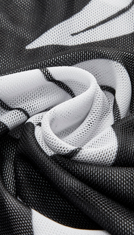 Şeffaf Baskılı File Plaj Etek