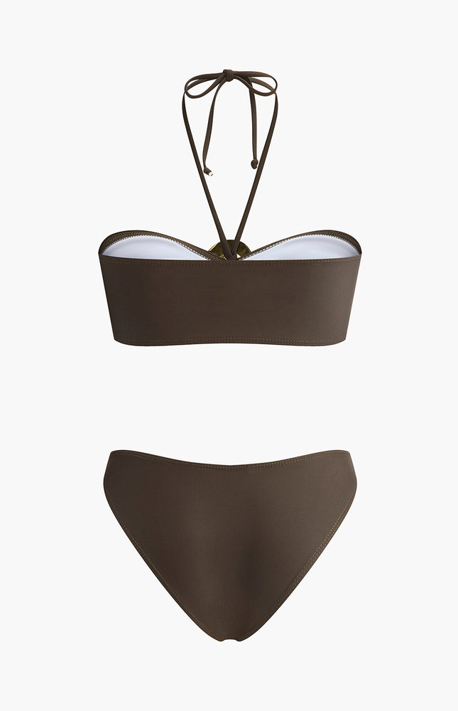 Şık Oval Toka Detay Etekli Bikini Takımı