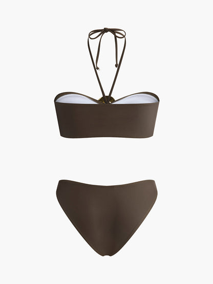 Şık Oval Toka Detay Etekli Bikini Takımı