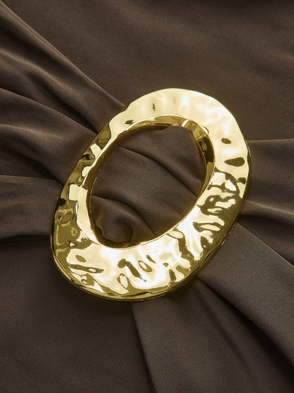 Şık Oval Toka Detay Etekli Bikini Takımı