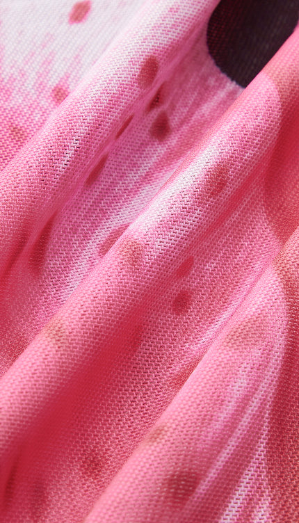 Çiçek Desenli Bikini Yarı Şeffaf Etek ile